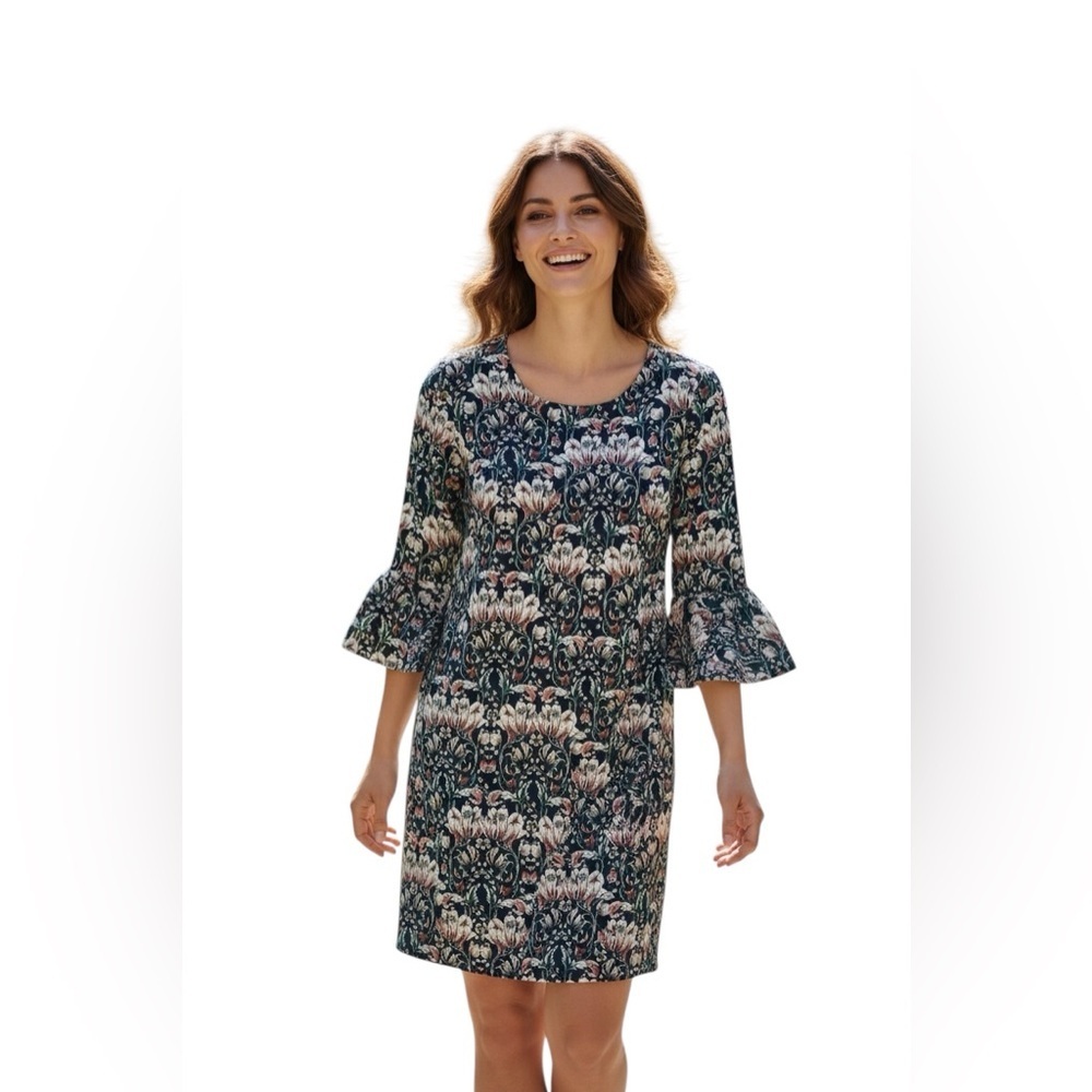 Banana Republic Floral Dress Size S | Navy Cream | 3/4 Sleeve